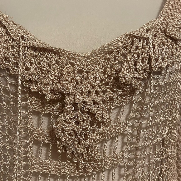 Boston Proper Gold Crochet Knit Top - Picture 3 of 8